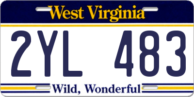 WV license plate 2YL483