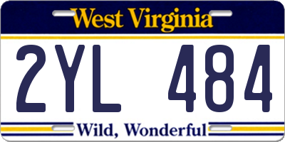 WV license plate 2YL484