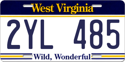 WV license plate 2YL485
