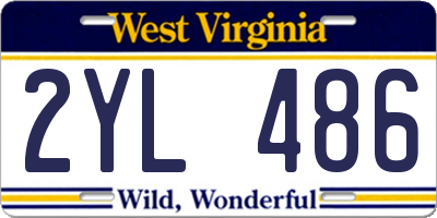 WV license plate 2YL486