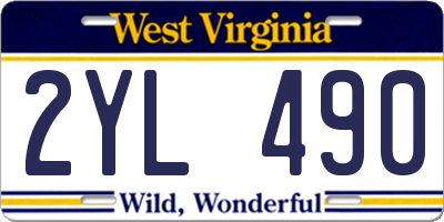 WV license plate 2YL490