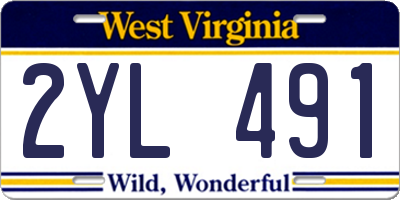 WV license plate 2YL491