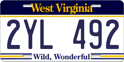WV license plate 2YL492
