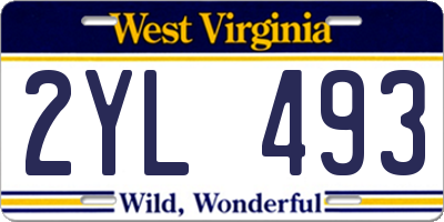 WV license plate 2YL493