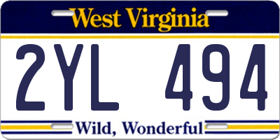 WV license plate 2YL494