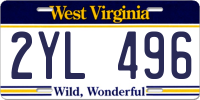 WV license plate 2YL496