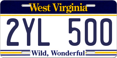 WV license plate 2YL500