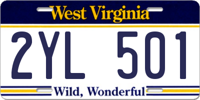 WV license plate 2YL501