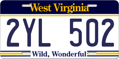 WV license plate 2YL502