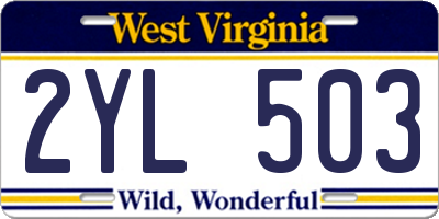 WV license plate 2YL503