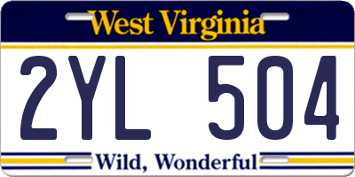 WV license plate 2YL504