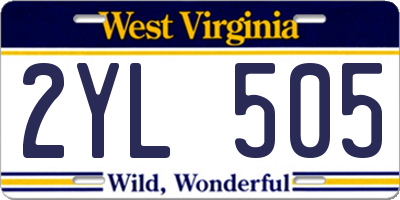 WV license plate 2YL505