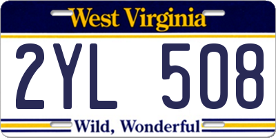 WV license plate 2YL508