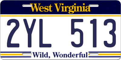 WV license plate 2YL513