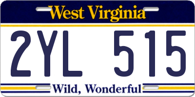 WV license plate 2YL515