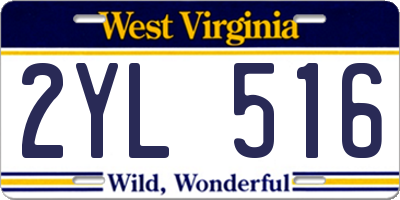 WV license plate 2YL516