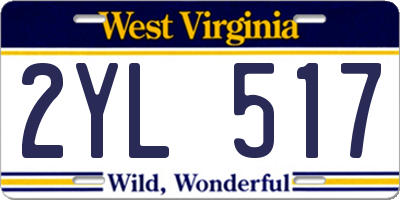 WV license plate 2YL517