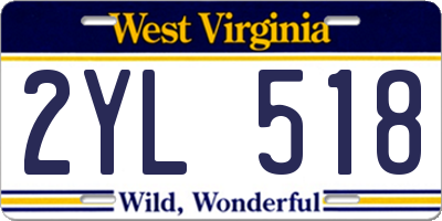 WV license plate 2YL518