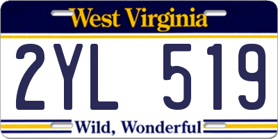 WV license plate 2YL519