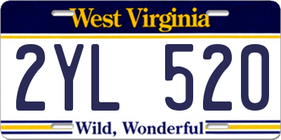 WV license plate 2YL520