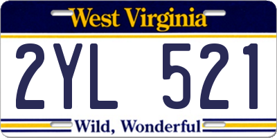 WV license plate 2YL521