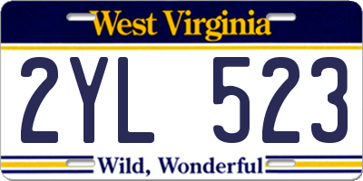 WV license plate 2YL523