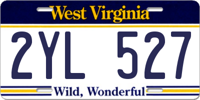 WV license plate 2YL527
