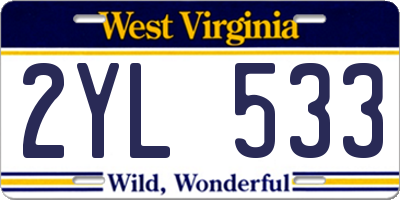 WV license plate 2YL533