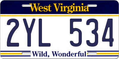 WV license plate 2YL534