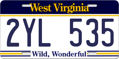 WV license plate 2YL535