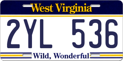 WV license plate 2YL536