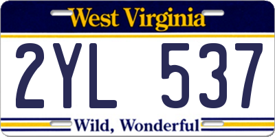 WV license plate 2YL537