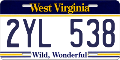 WV license plate 2YL538
