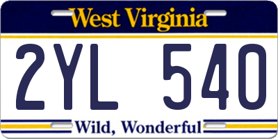 WV license plate 2YL540