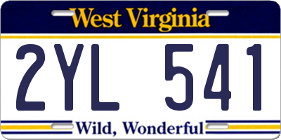 WV license plate 2YL541