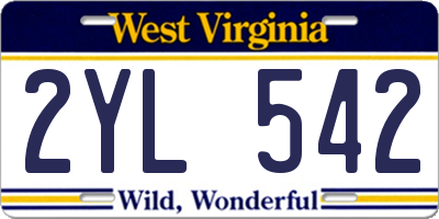 WV license plate 2YL542