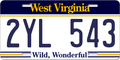 WV license plate 2YL543