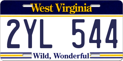 WV license plate 2YL544