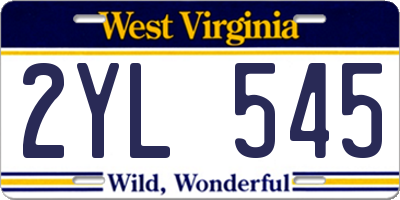 WV license plate 2YL545