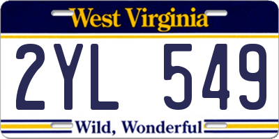 WV license plate 2YL549