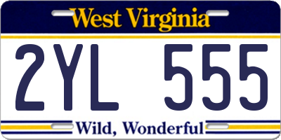 WV license plate 2YL555