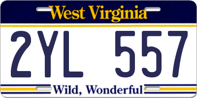 WV license plate 2YL557