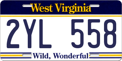 WV license plate 2YL558