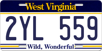 WV license plate 2YL559