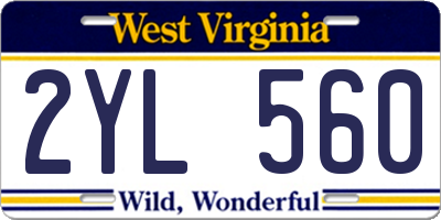 WV license plate 2YL560