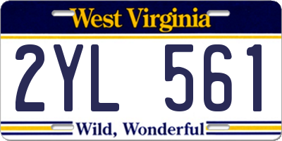 WV license plate 2YL561