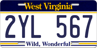 WV license plate 2YL567