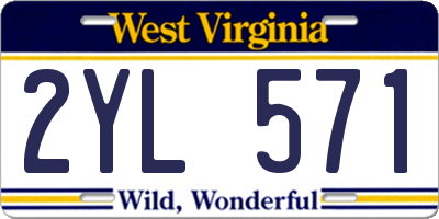 WV license plate 2YL571