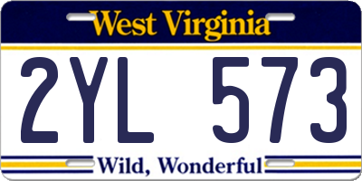 WV license plate 2YL573