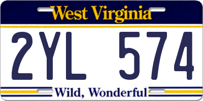 WV license plate 2YL574